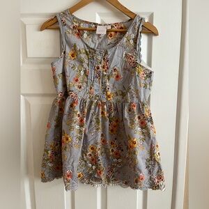 Lauren Conrad cotton floral sleeveless blouse peplum M